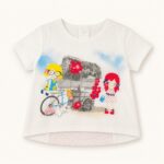 Boboli Παιδική Μπλούζα Εκρού με Σχέδιο Ποδήλατο και Κοριτσάκια