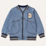 Τζιν Παιδικό Μπουφάν Bomber με Φερμουάρ & Patch “B”