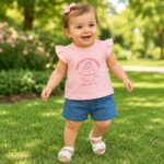 Παιδικό Σετ με Ροζ Μπλουζάκι Cupcake και Τζιν Σορτς για Κορίτσι - Image 2